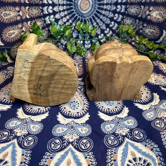 *RARE* PAIR OF WEEPING YOGI WOODEN HAND CARVED BOOKENDS BUDDHA SCULPTURE - Picture 6 of 6